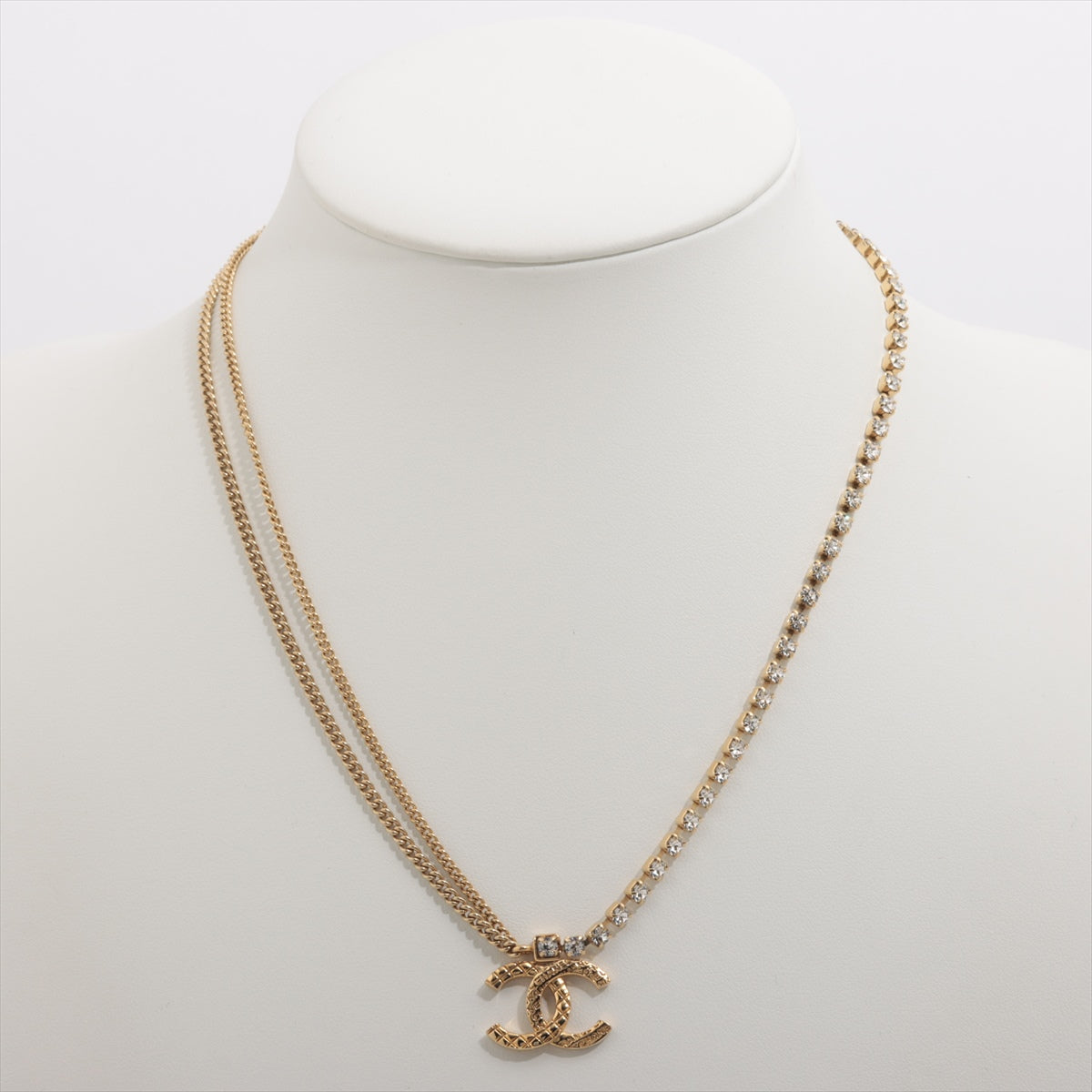 Chanel Coco Logo Gold Rhinestone Chain Necklace Costume Jewellery