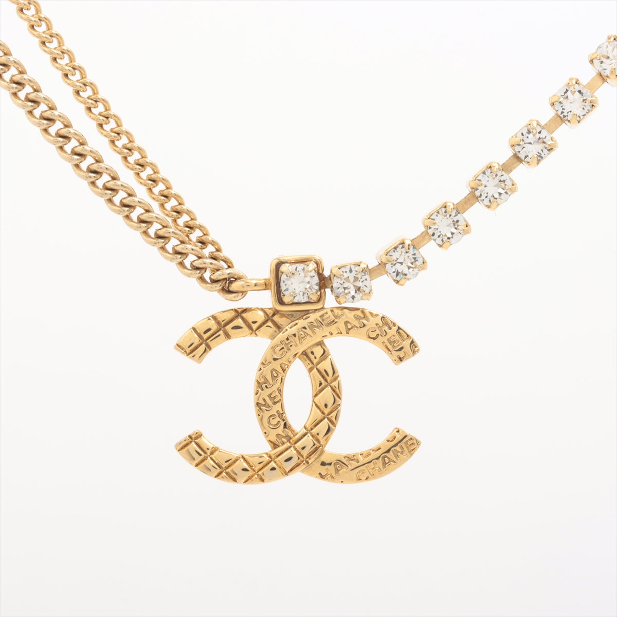 Chanel Coco Logo Gold Rhinestone Chain Necklace Costume Jewellery
