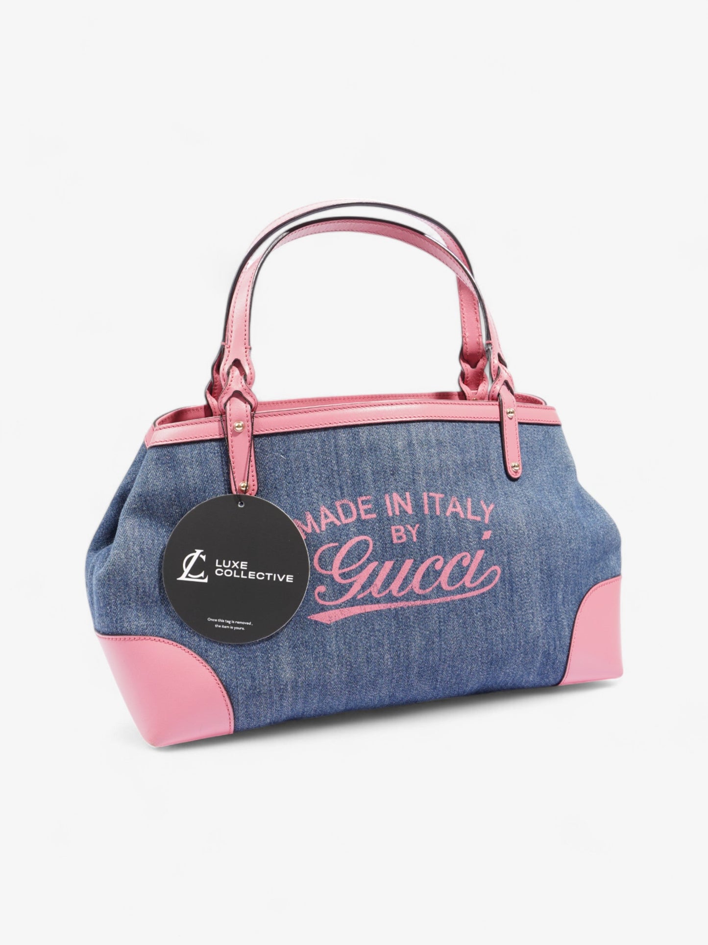 Gucci Craft Gucci Logo Tote Bag Blue / Pink Denim