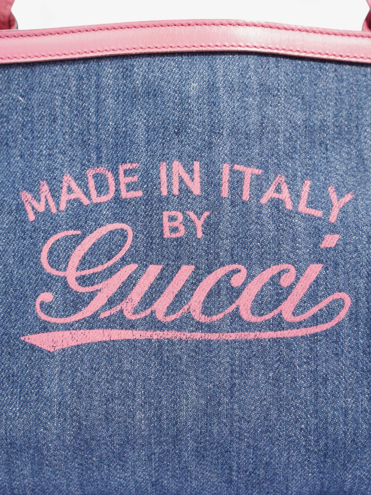 Gucci Craft Gucci Logo Tote Bag Blue / Pink Denim