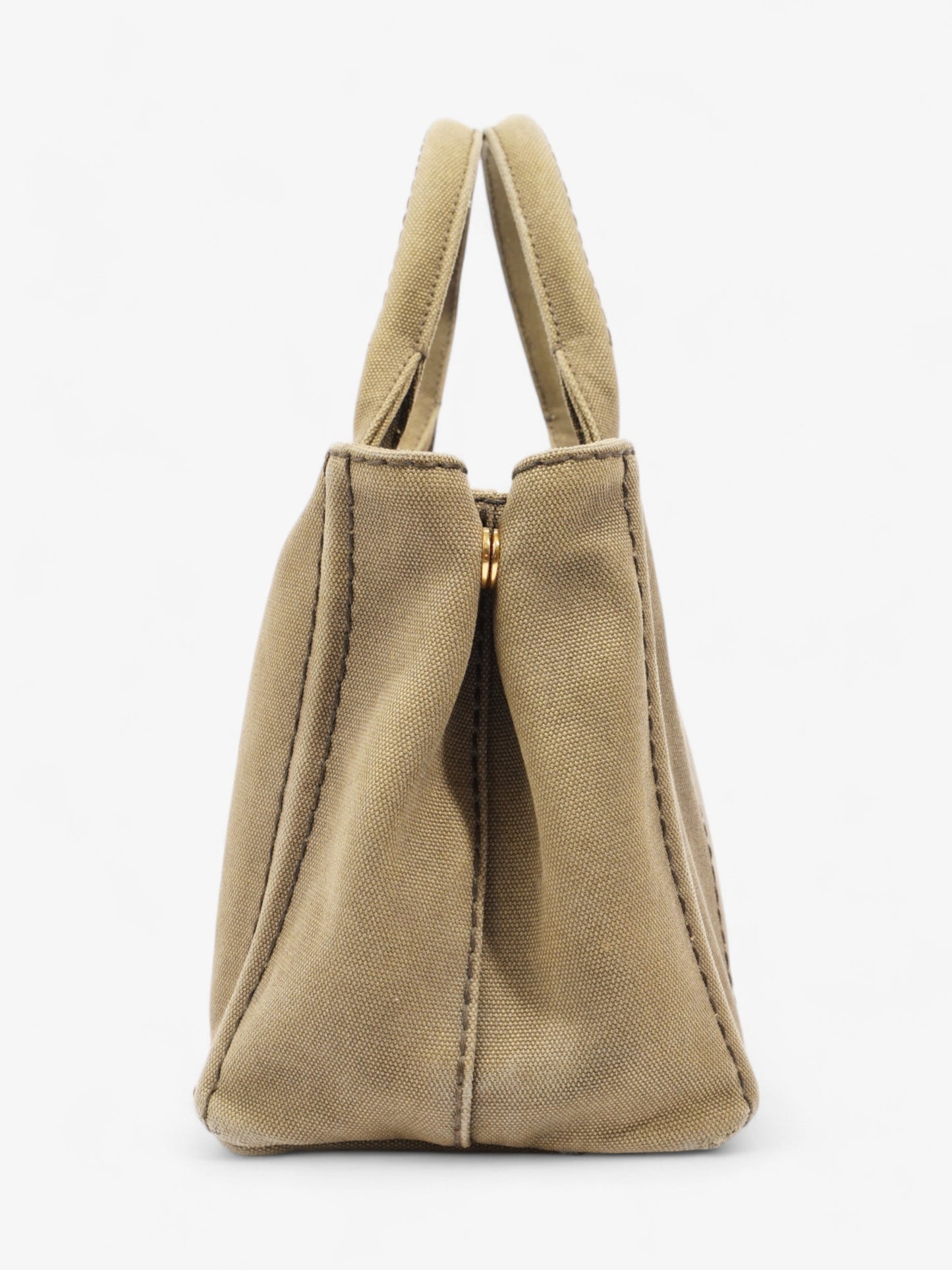 Prada Canapa 2 Way Handbag Khaki Cotton