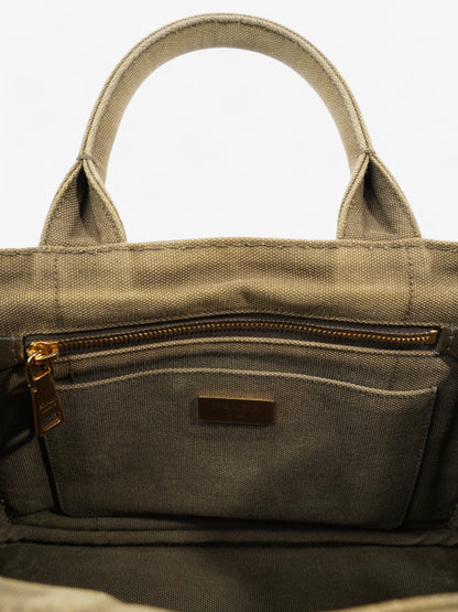Prada Canapa 2 Way Handbag Khaki Cotton