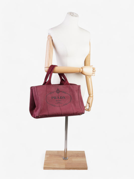Prada Prada Canapa 2 Way Handbag Bordeaux Cotton