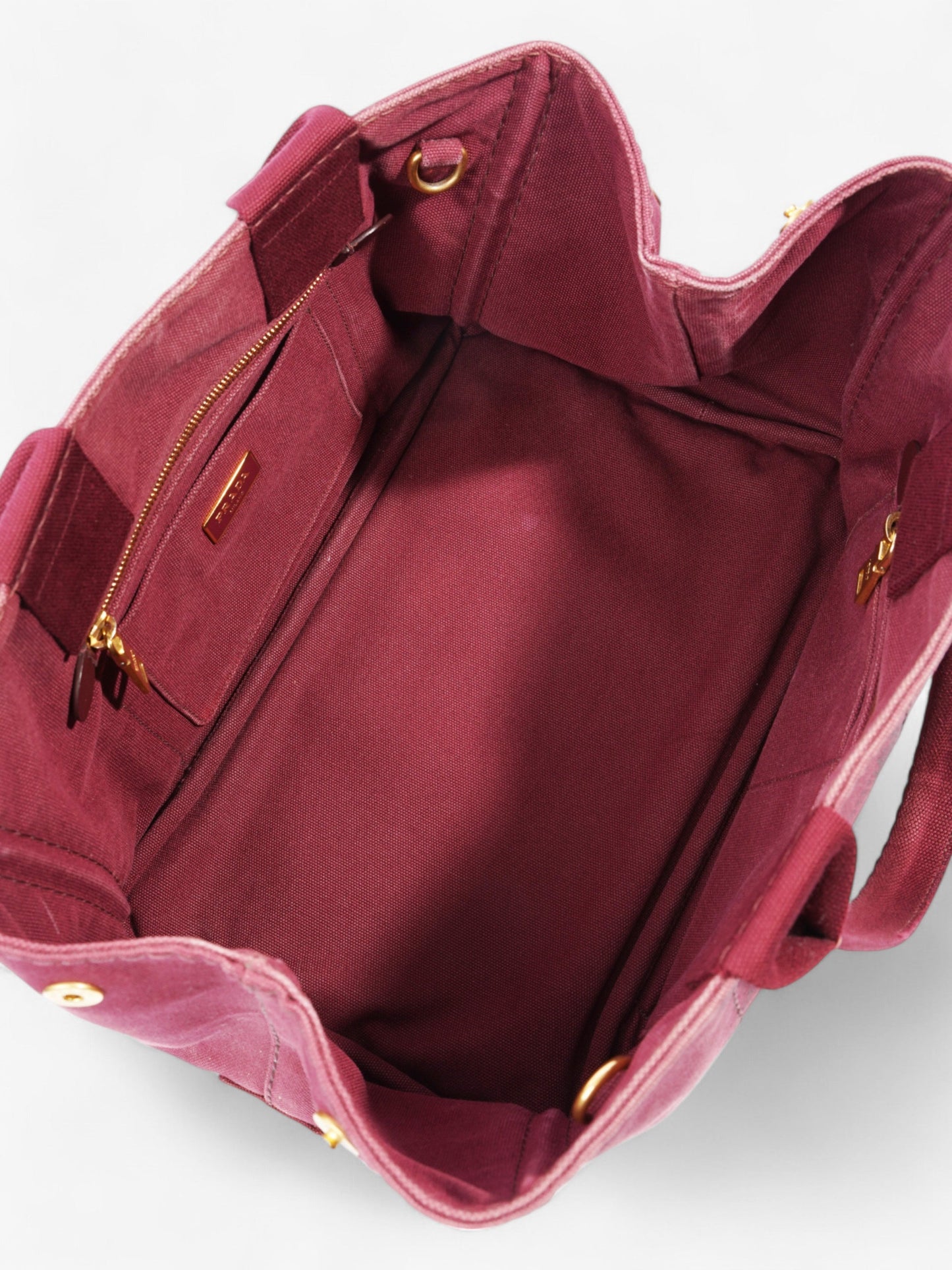 Prada Prada Canapa 2 Way Handbag Bordeaux Cotton