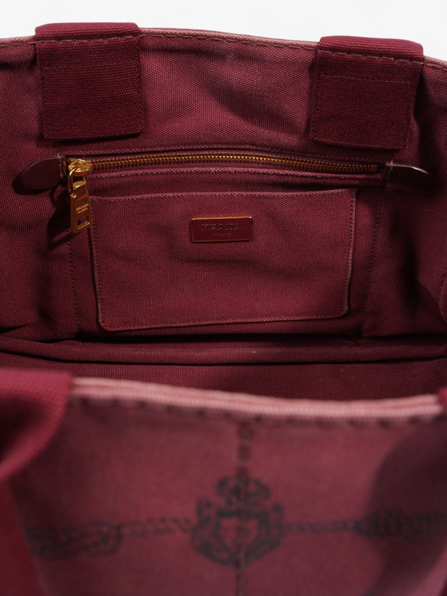Prada Prada Canapa 2 Way Handbag Bordeaux Cotton