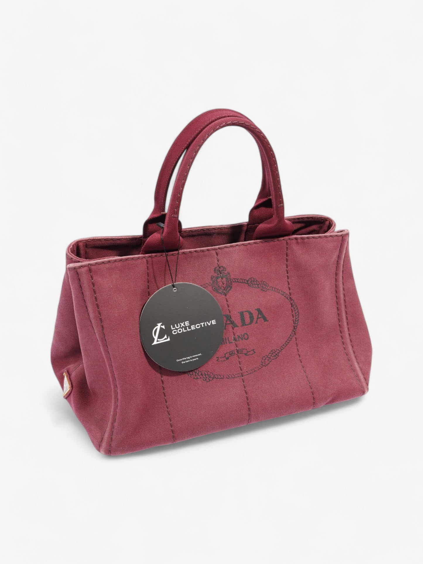 Prada Prada Canapa 2 Way Handbag Bordeaux Cotton