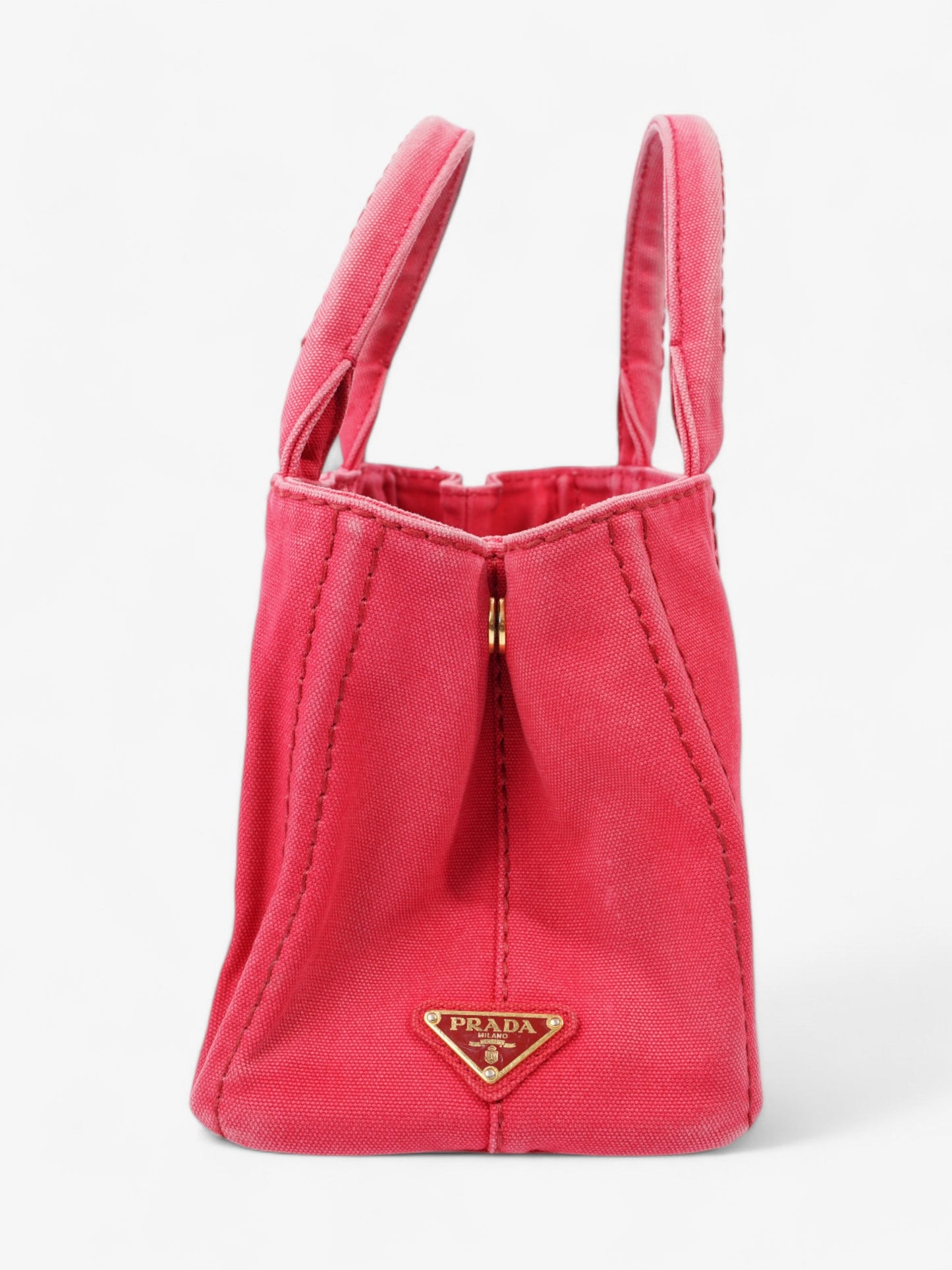 Prada Canapa 2 Way Handbag Red Cotton