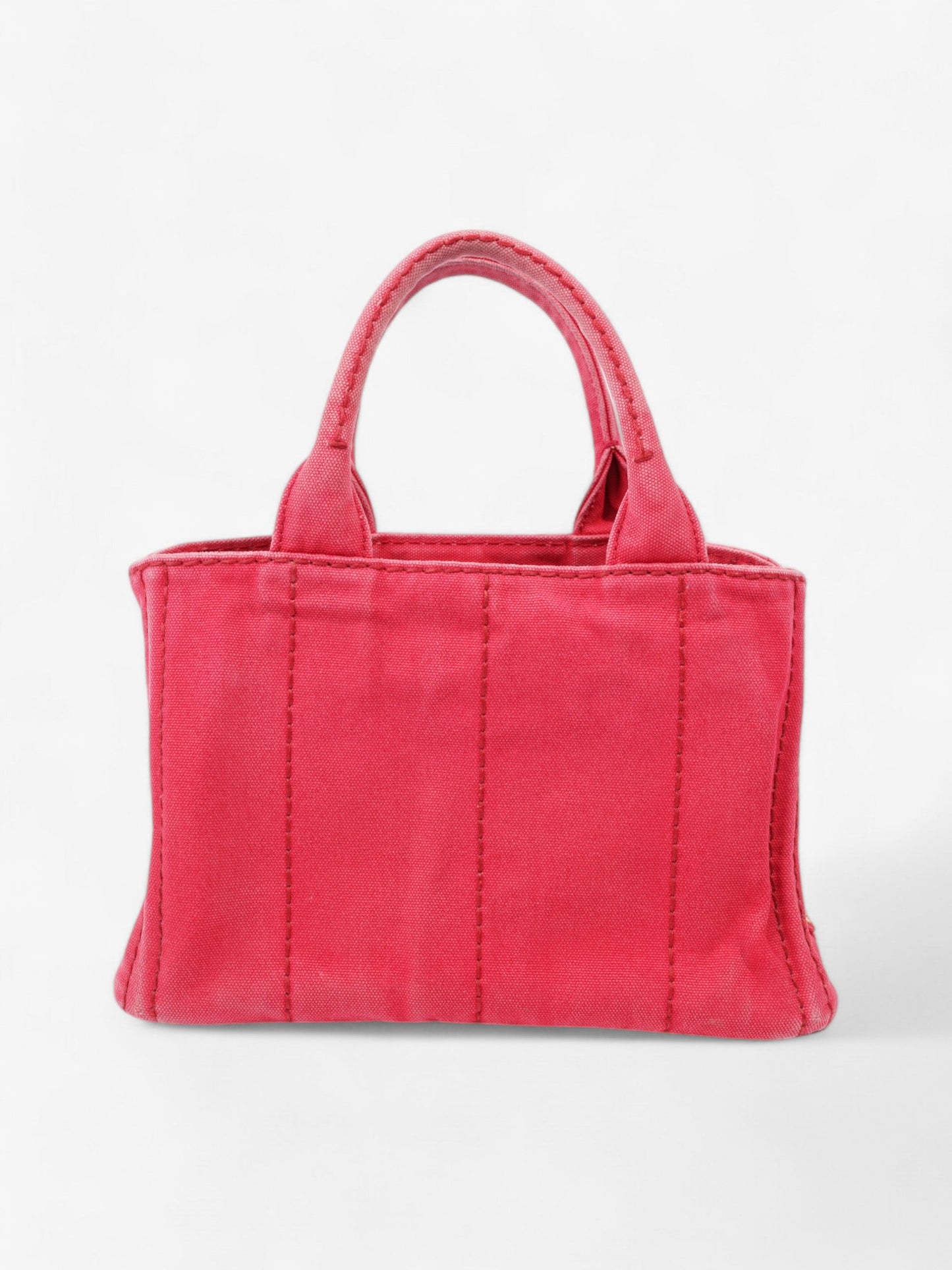 Prada Canapa 2 Way Handbag Red Cotton