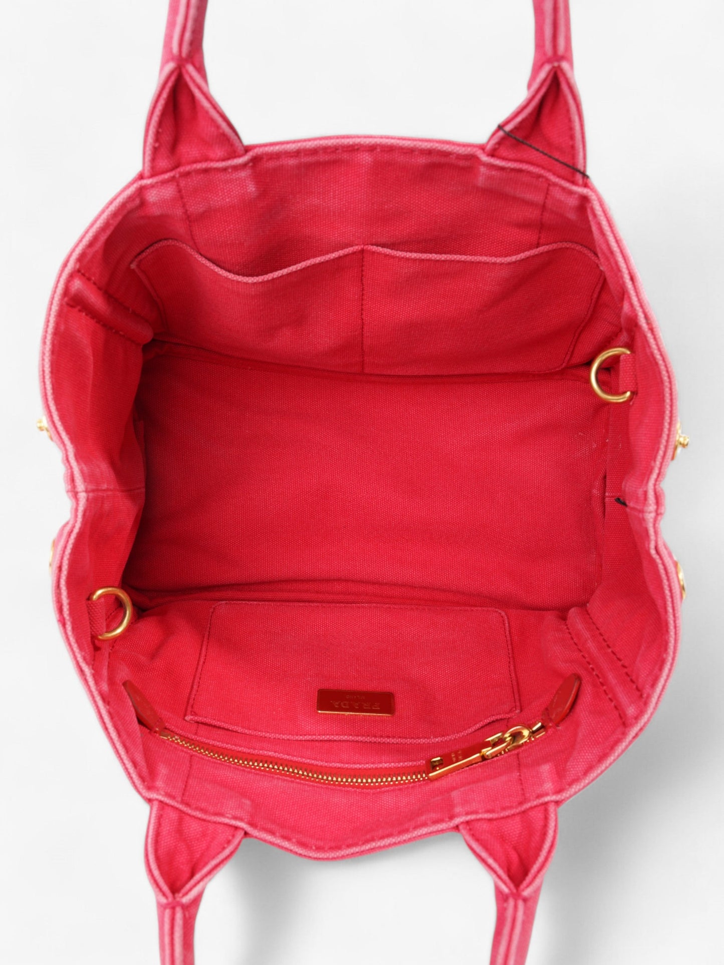 Prada Canapa 2 Way Handbag Red Cotton