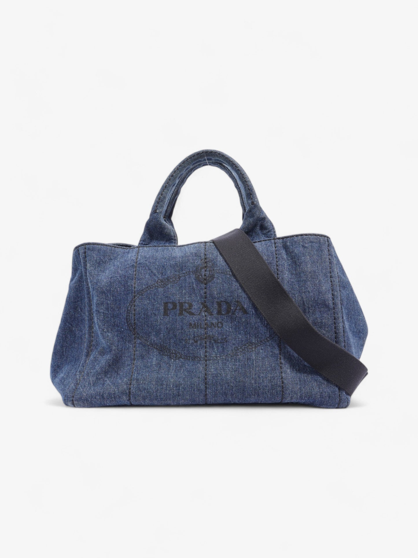 Prada Canapa Handbag Blue Denim