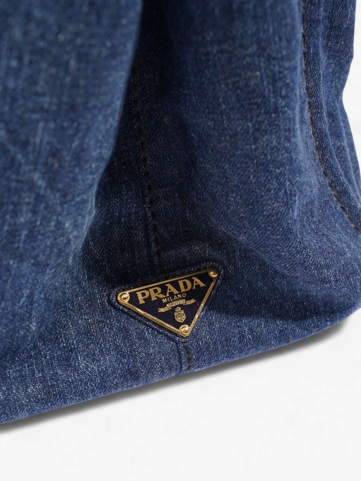 Prada Canapa Handbag Blue Denim