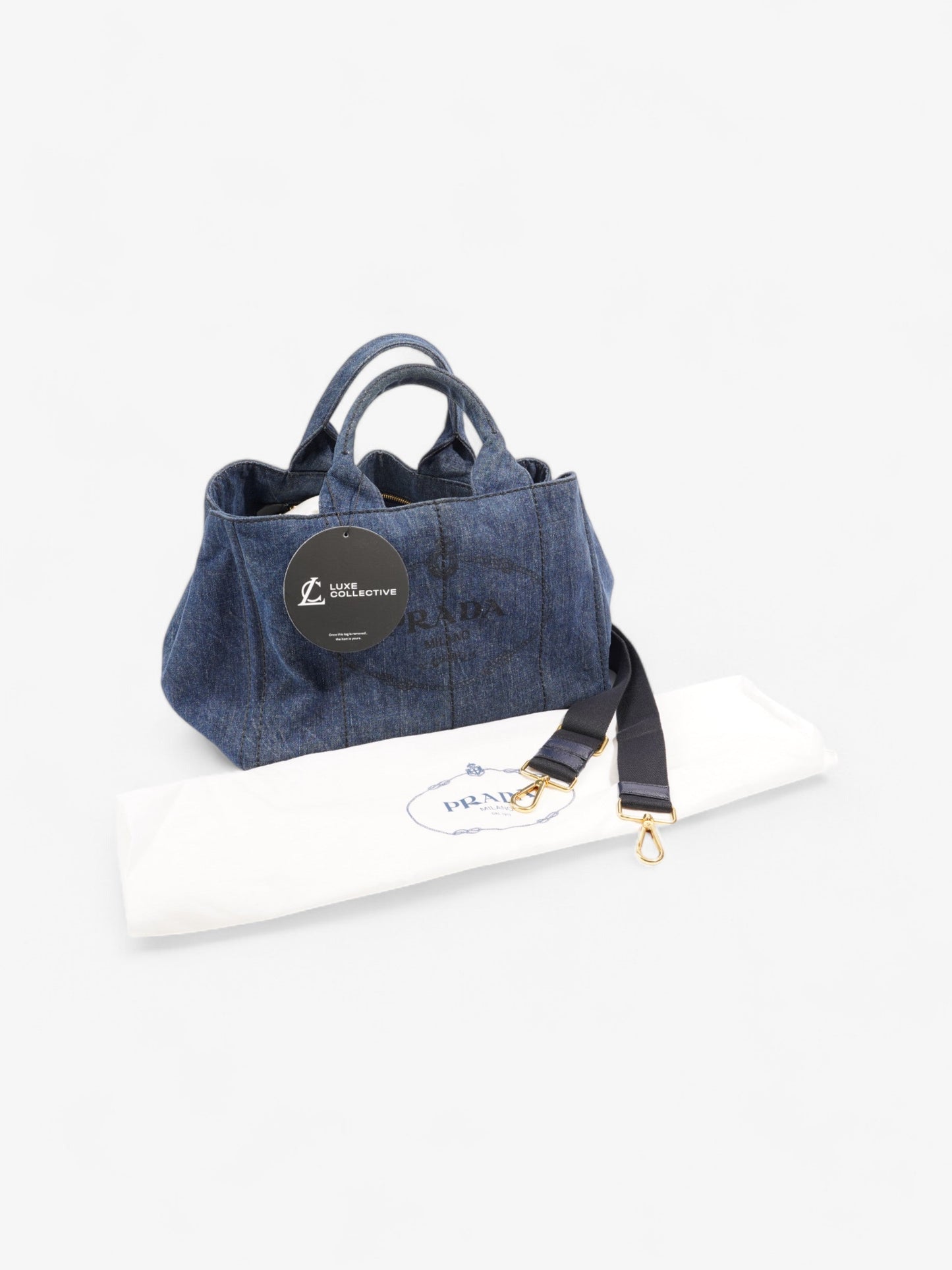 Prada Canapa Handbag Blue Denim
