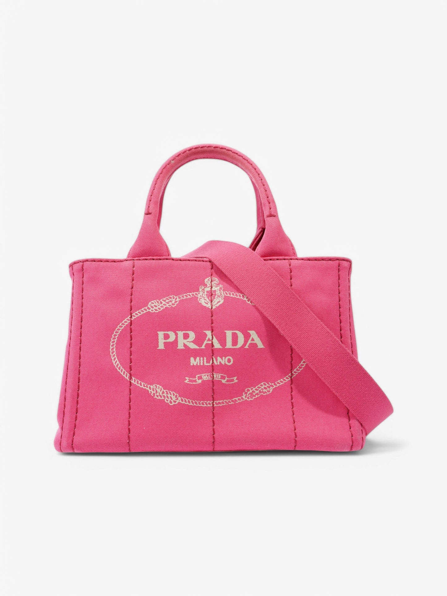 Prada Canapa 2 Way Bag Pink Canvas