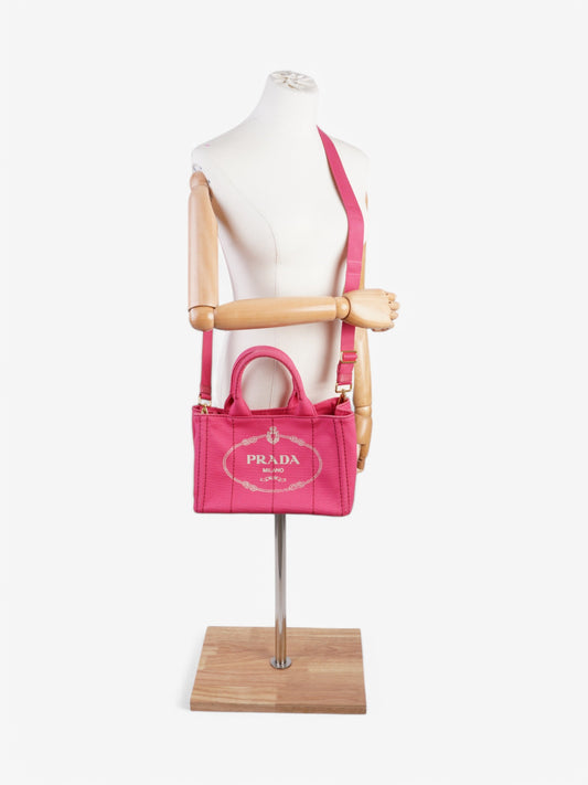Prada Canapa 2 Way Bag Pink Canvas