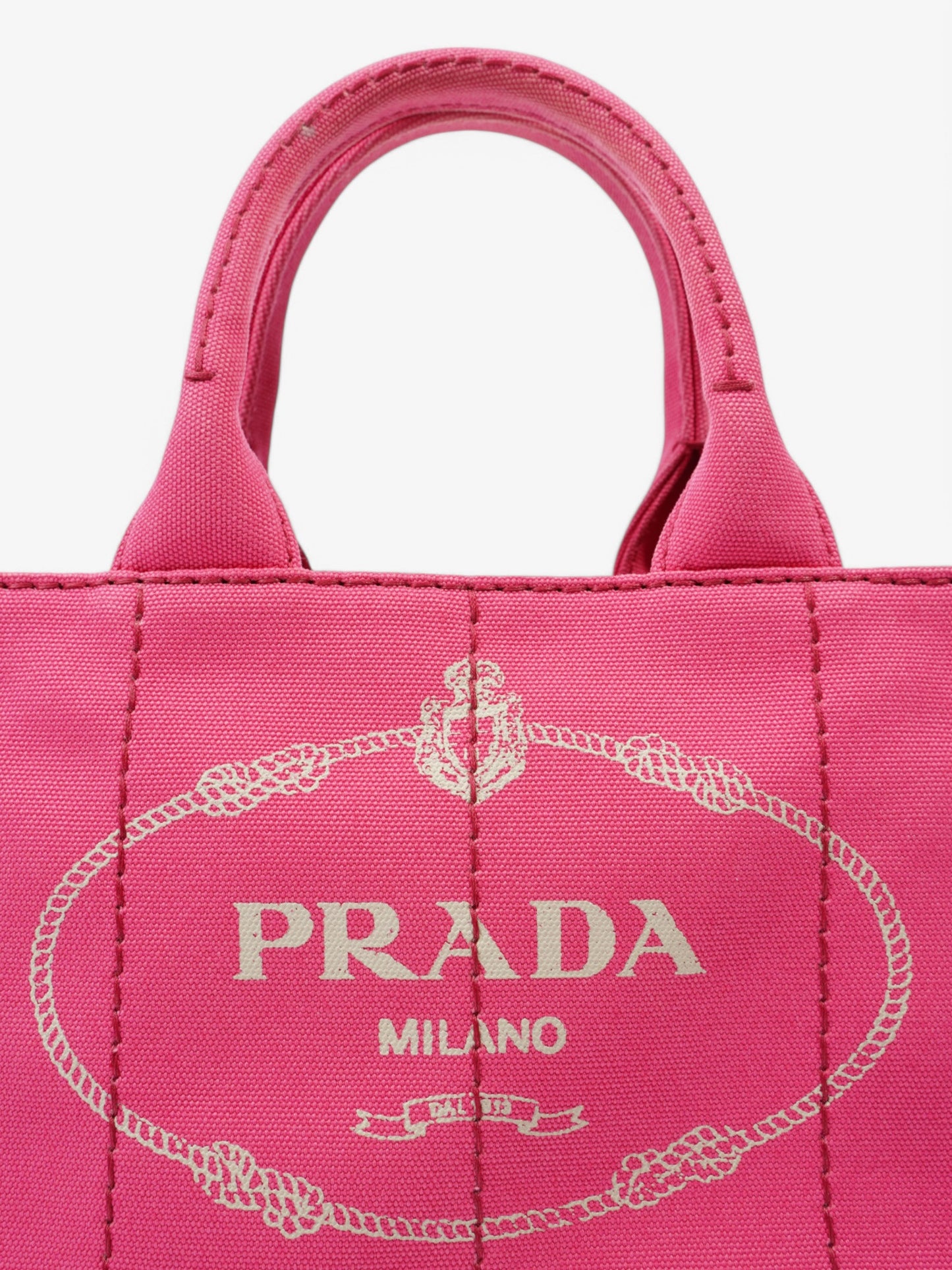 Prada Canapa 2 Way Bag Pink Canvas