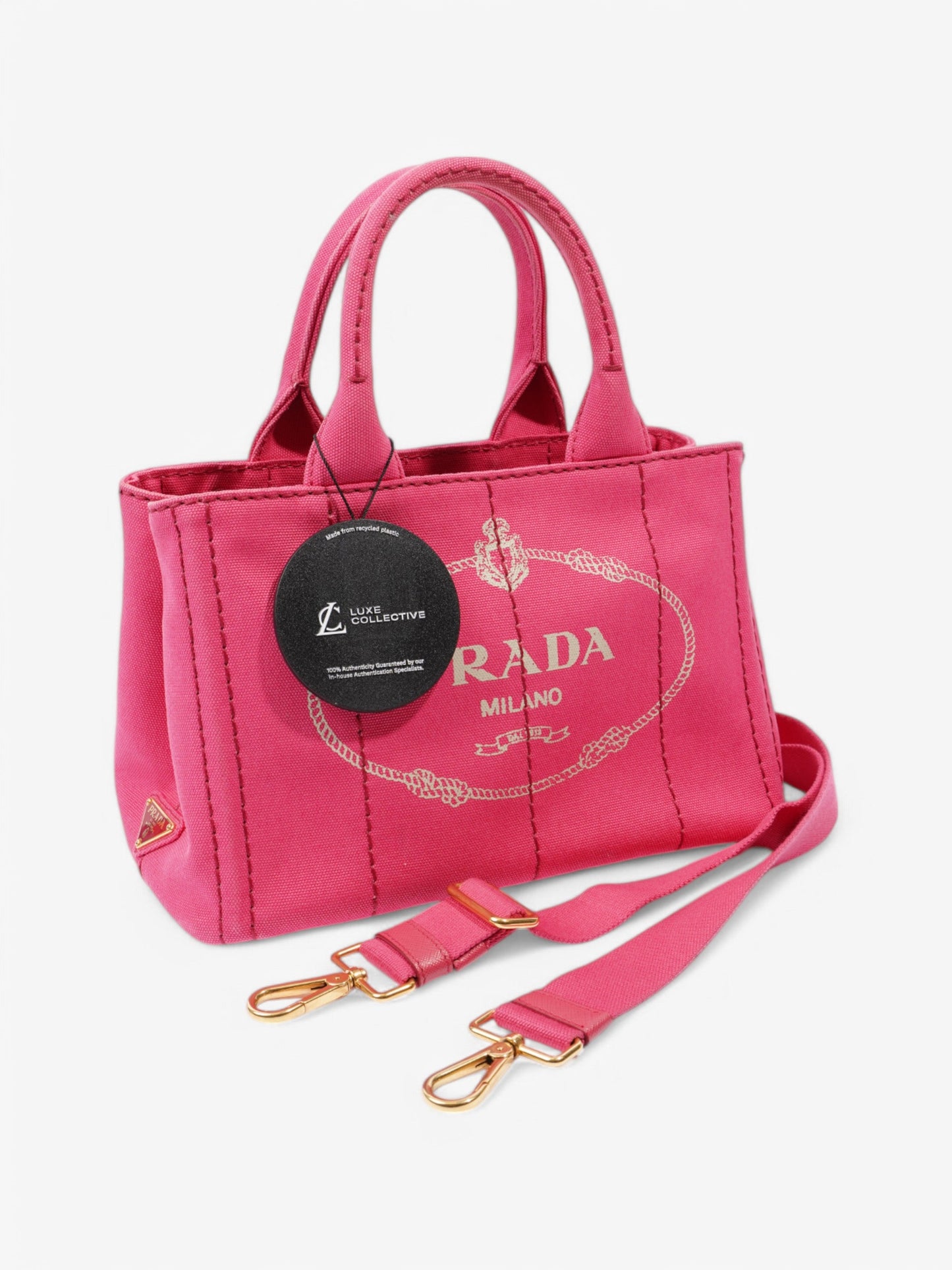 Prada Canapa 2 Way Bag Pink Canvas