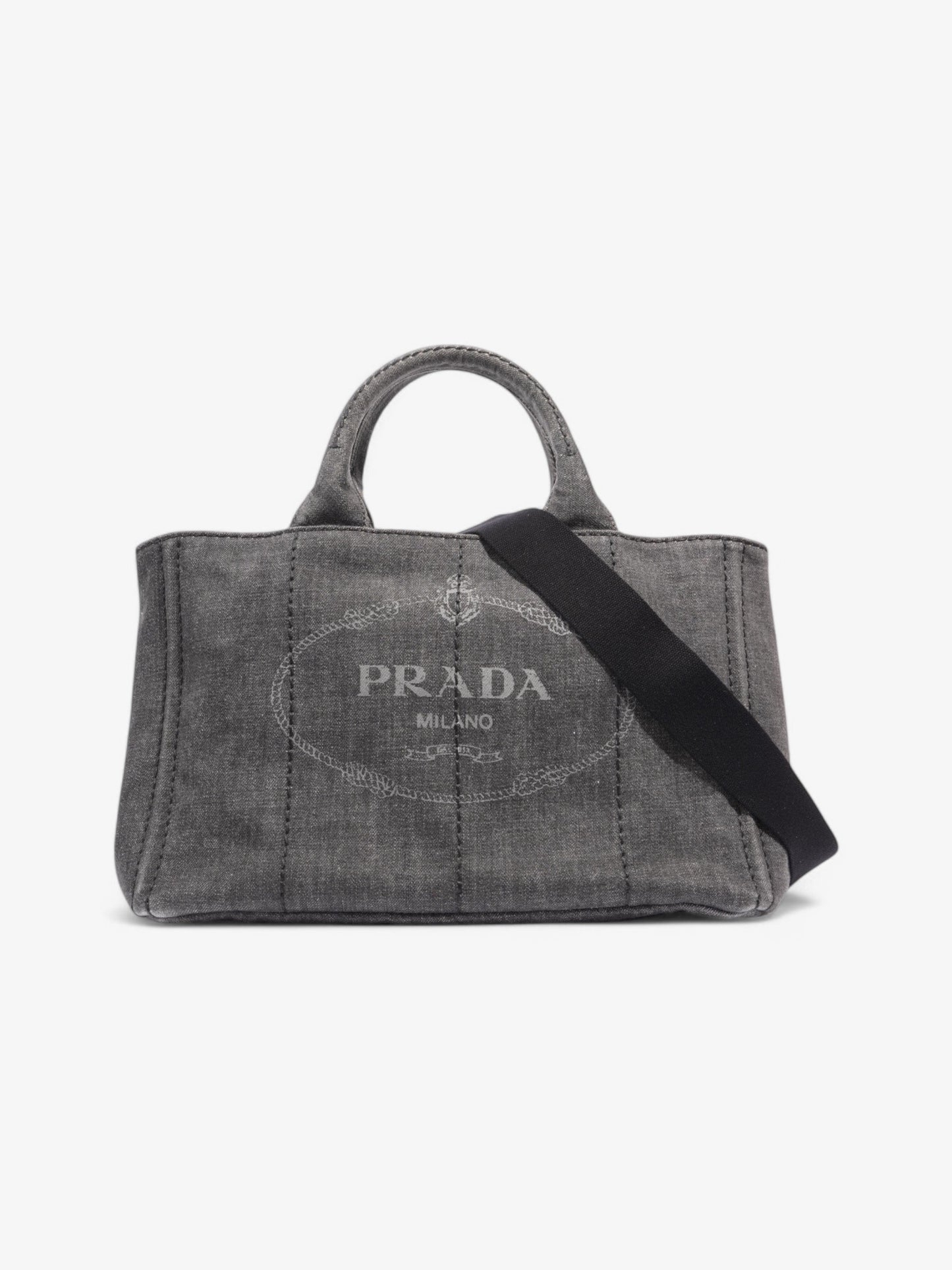 Prada Canapa 2 Way Bag Black Denim