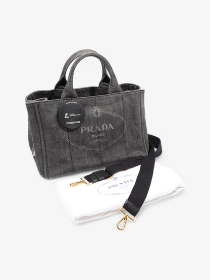 Prada Canapa 2 Way Bag Black Denim