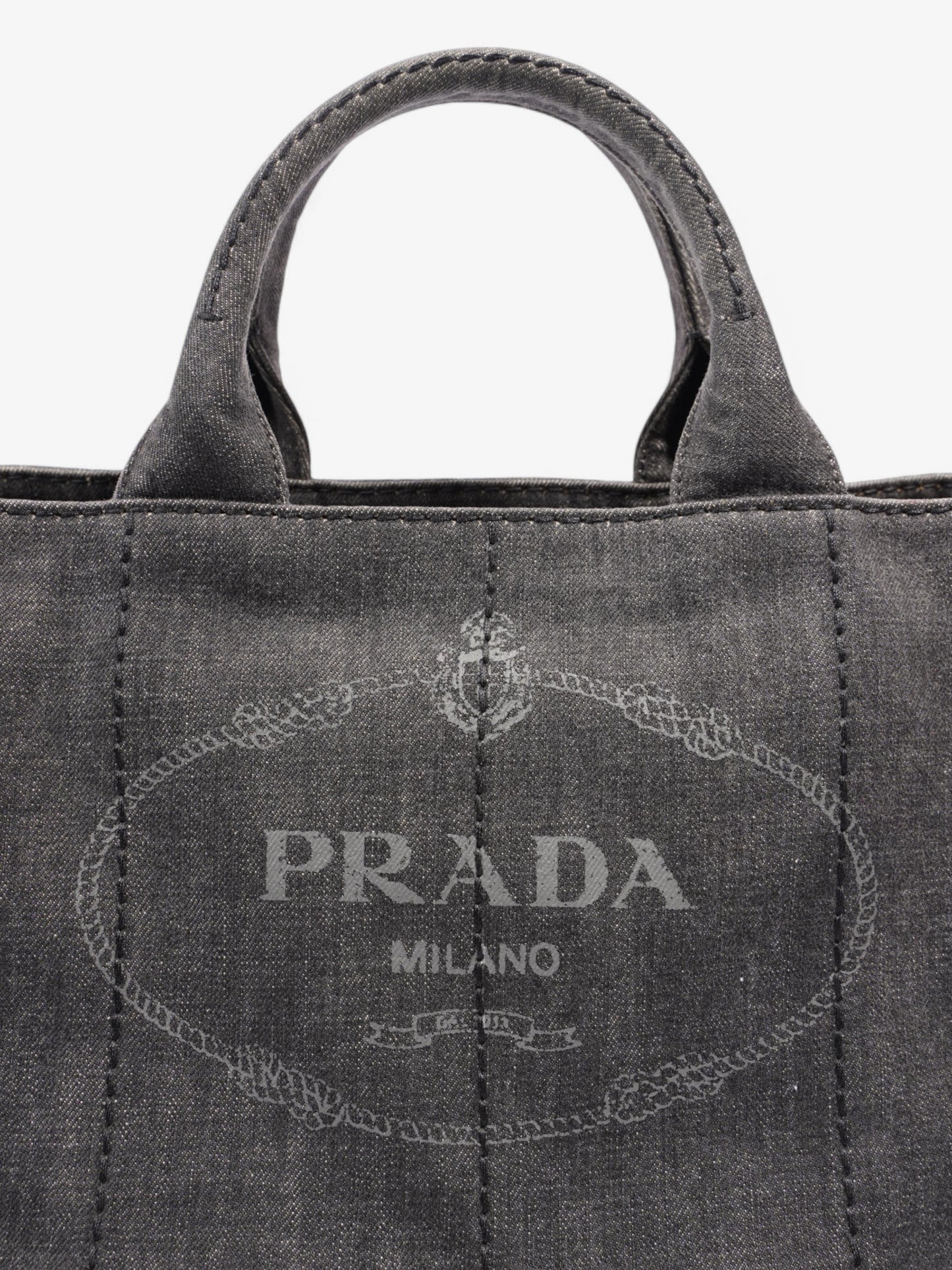 Prada Canapa 2 Way Bag Black Denim