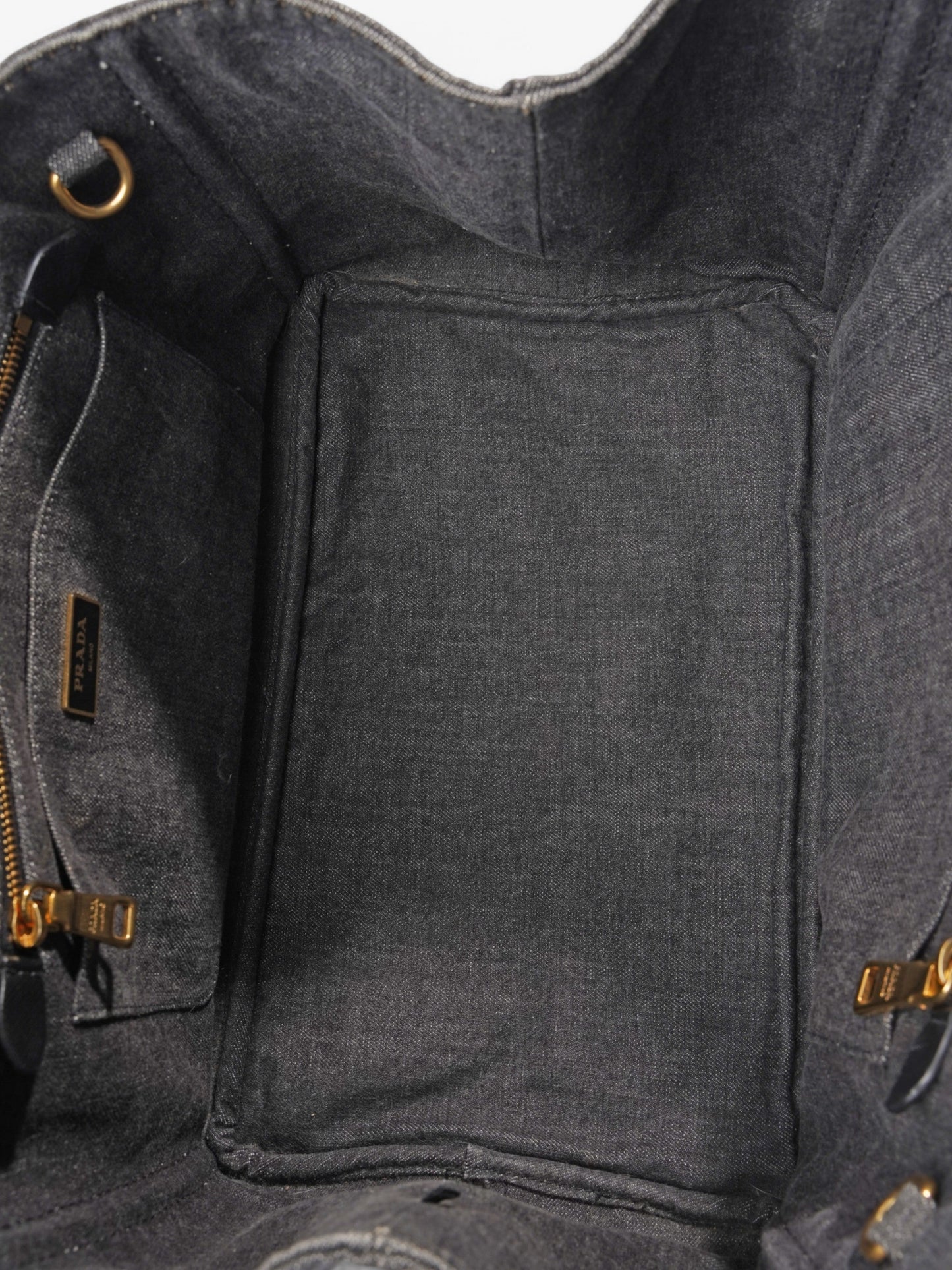 Prada Canapa 2 Way Bag Black Denim