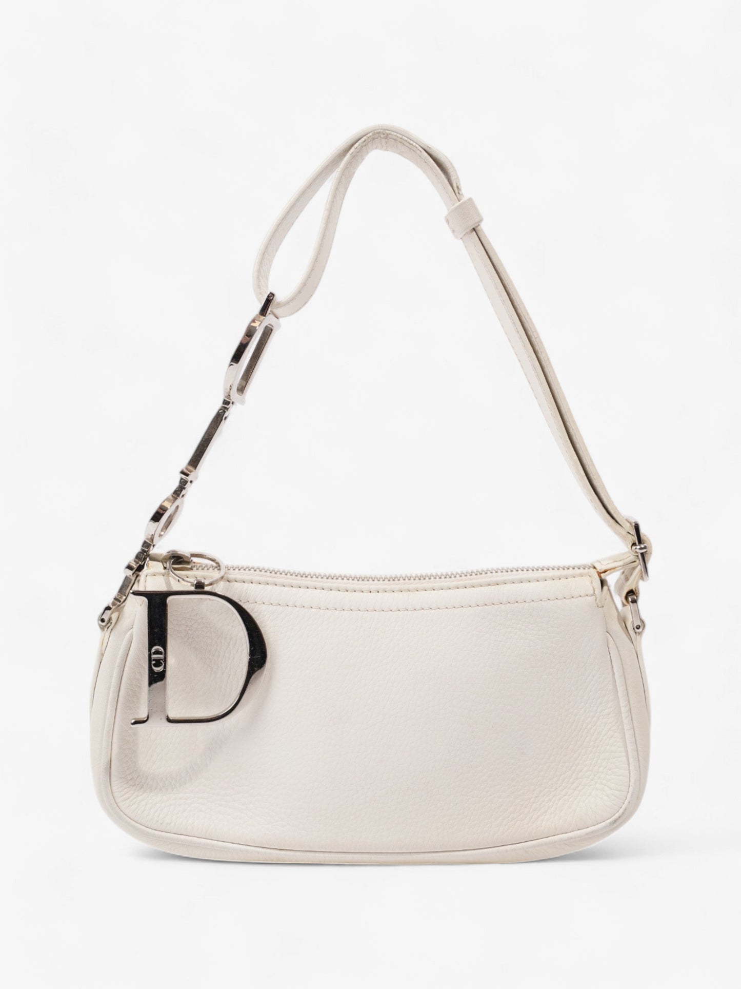 Christian Dior Charms Shoulder Bag White Leather