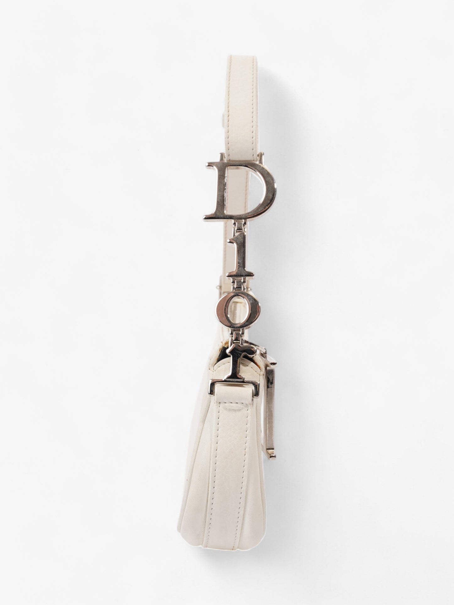 Christian Dior Charms Shoulder Bag White Leather