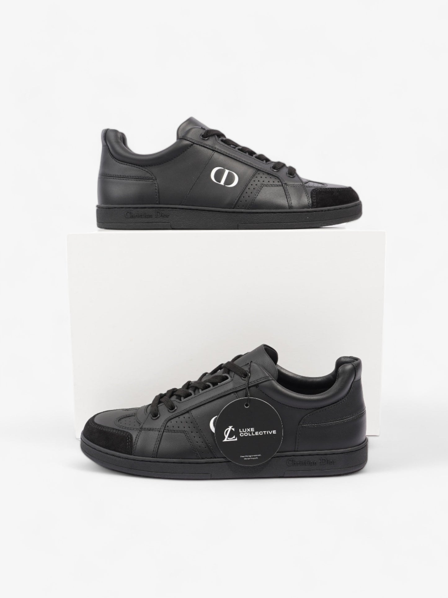 Christian Dior CD Low Top Sneakers Black / White Leather EU 38 UK 5