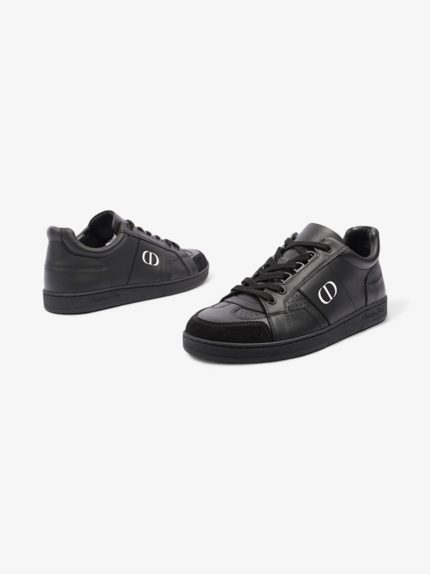 Christian Dior CD Low Top Sneakers Black / White Leather EU 38 UK 5