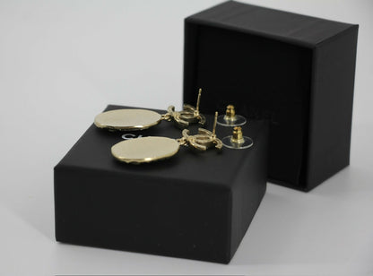 Chanel F21A Rhinestone CC Crown Dangle Stud Earrings