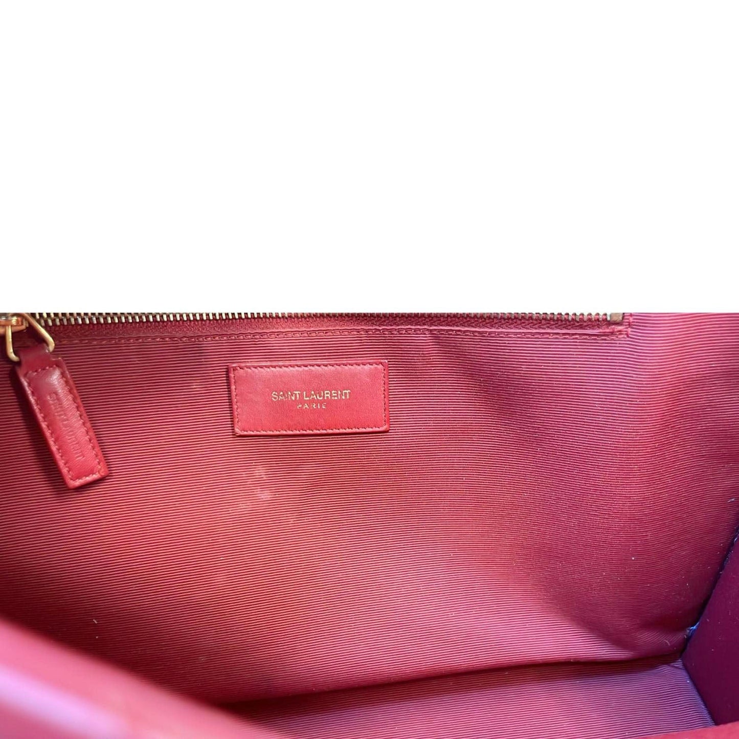 YVES SAINT LAURENT Envelope Large Mixed Matelasse Leather Shoulder Bag Red