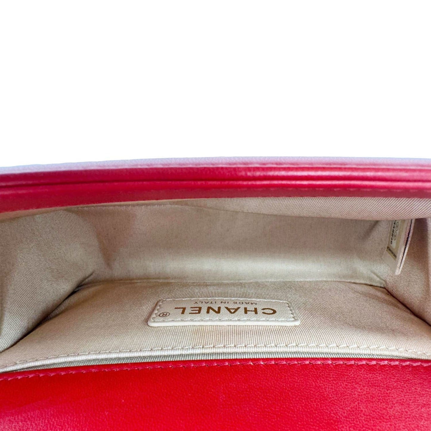 CHANEL Boy Flap Small Chevron Leather Shoulder Bag Red