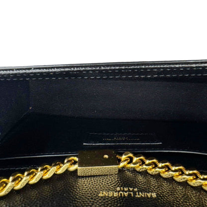 YVES SAINT LAURENT Kate Grain De Poudre Leather Chain Crossbody Bag Black