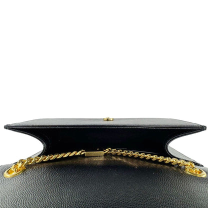 YVES SAINT LAURENT Kate Grain De Poudre Leather Chain Crossbody Bag Black