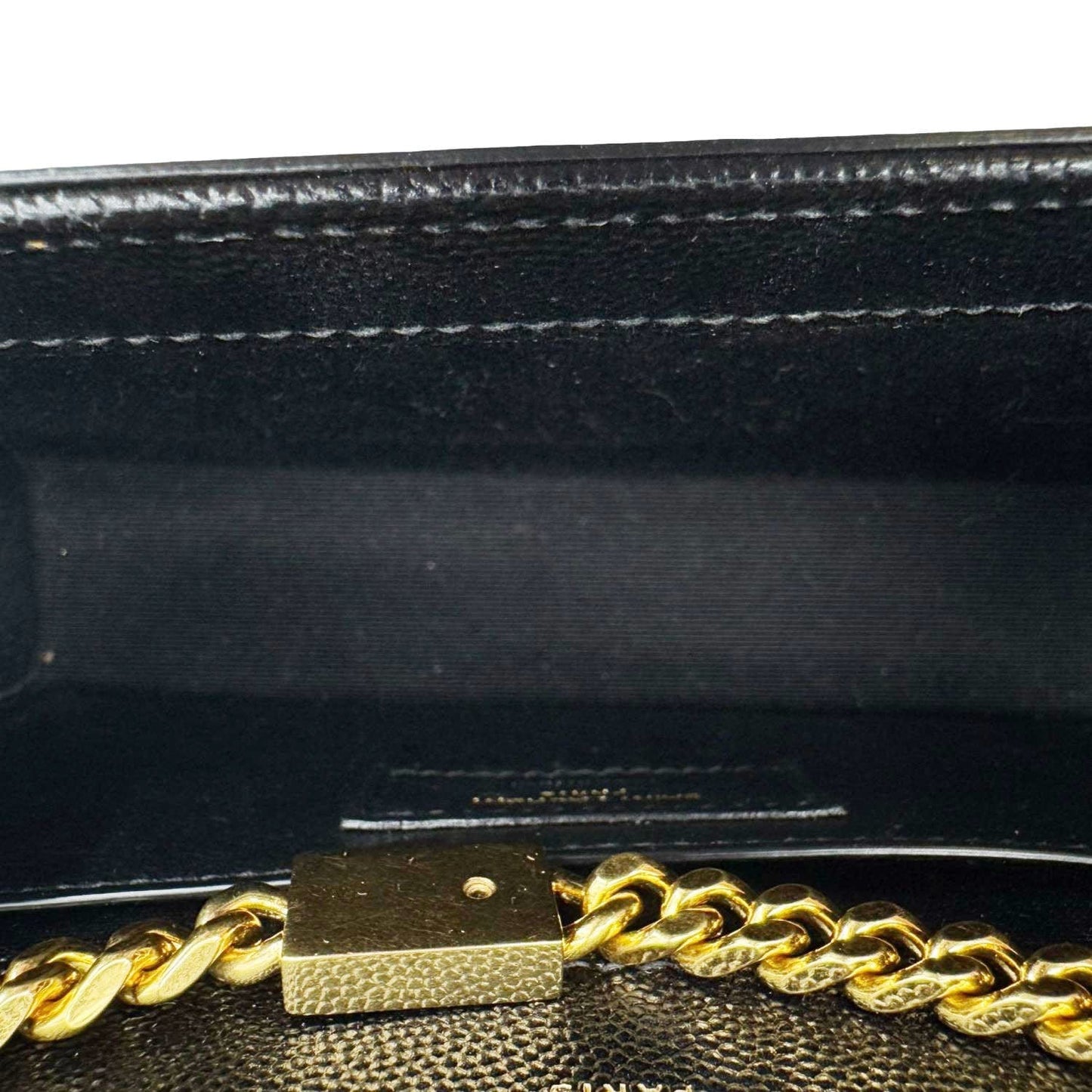 YVES SAINT LAURENT Kate Grain De Poudre Leather Chain Crossbody Bag Black