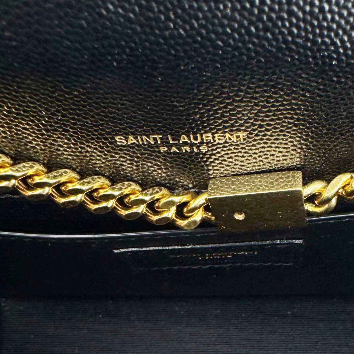 YVES SAINT LAURENT Kate Grain De Poudre Leather Chain Crossbody Bag Black