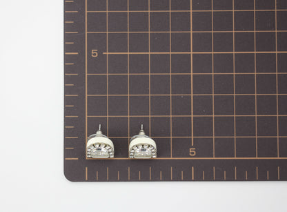 Chanel Vintage 00A Rhinestone White Ring Shape Stud Earrings