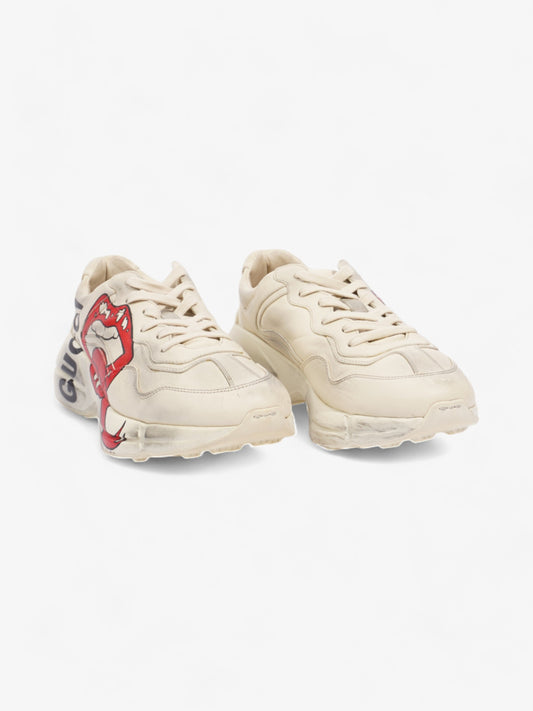 Gucci Rhyton 'Mouth" Sneakers Beige  / Red / Black Leather EU 42.5 UK 8.5