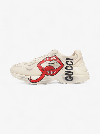 Gucci Rhyton 'Mouth" Sneakers Beige  / Red / Black Leather EU 42.5 UK 8.5