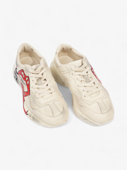 Gucci Rhyton 'Mouth" Sneakers Beige  / Red / Black Leather EU 42.5 UK 8.5