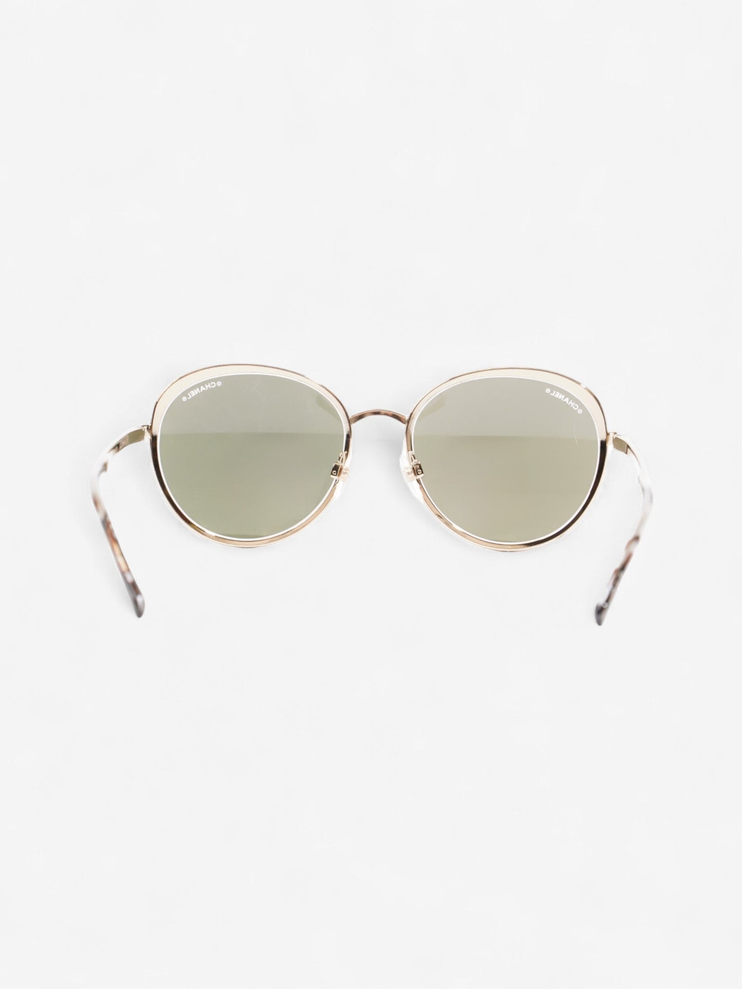 Chanel Round Mirror Sunglasses Gold Acetate 140mm