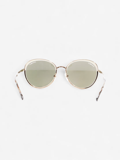 Chanel Round Mirror Sunglasses Gold Acetate 140mm