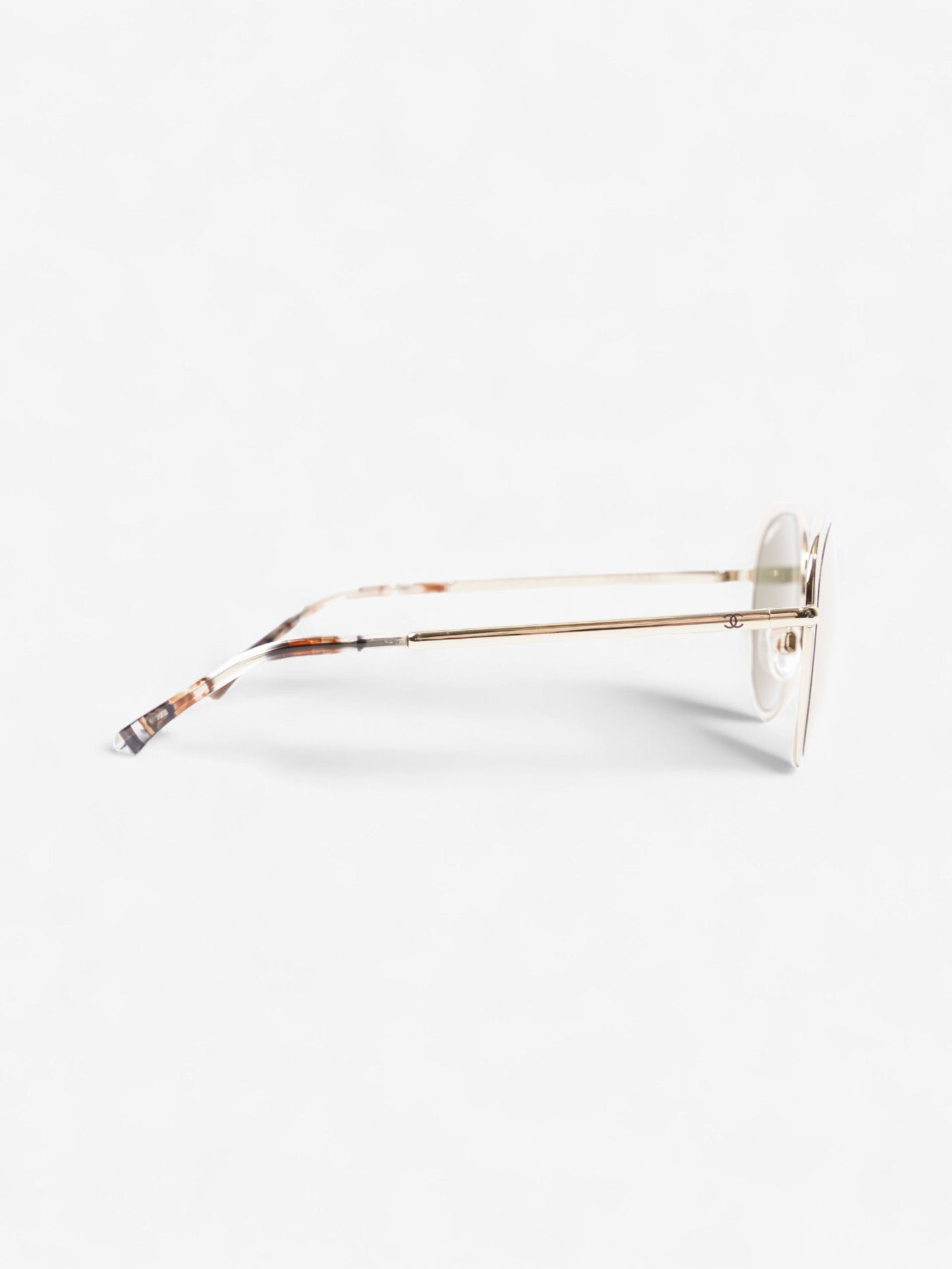 Chanel Round Mirror Sunglasses Gold Acetate 140mm