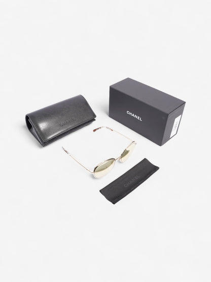 Chanel Round Mirror Sunglasses Gold Acetate 140mm