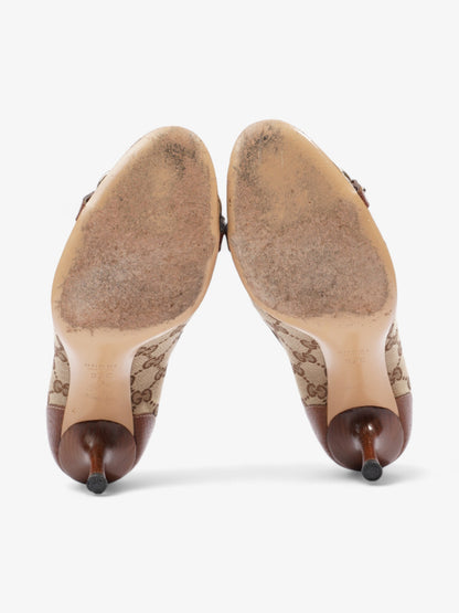 Gucci GG Bamboo Horsebit Heels 65mm GG Supreme / Brown Cotton EU 37 UK 4