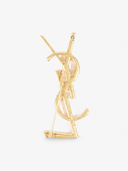 Saint Laurent Cassandre YSL Brooch Gold Brass