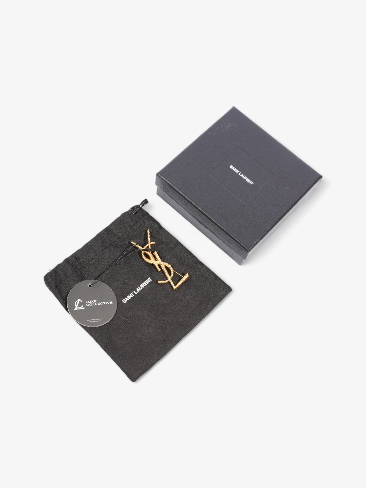 Saint Laurent Cassandre YSL Brooch Gold Brass