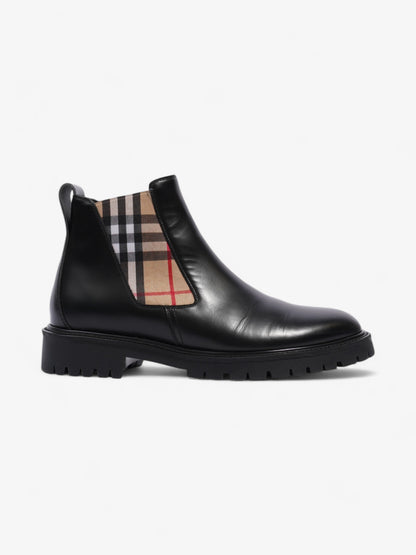 Burberry Allostock Chelsea Boots Black / Beige Checkered Leather EU 41.5 UK 8.5
