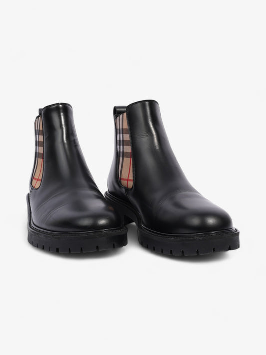 Burberry Allostock Chelsea Boots Black / Beige Checkered Leather EU 41.5 UK 8.5