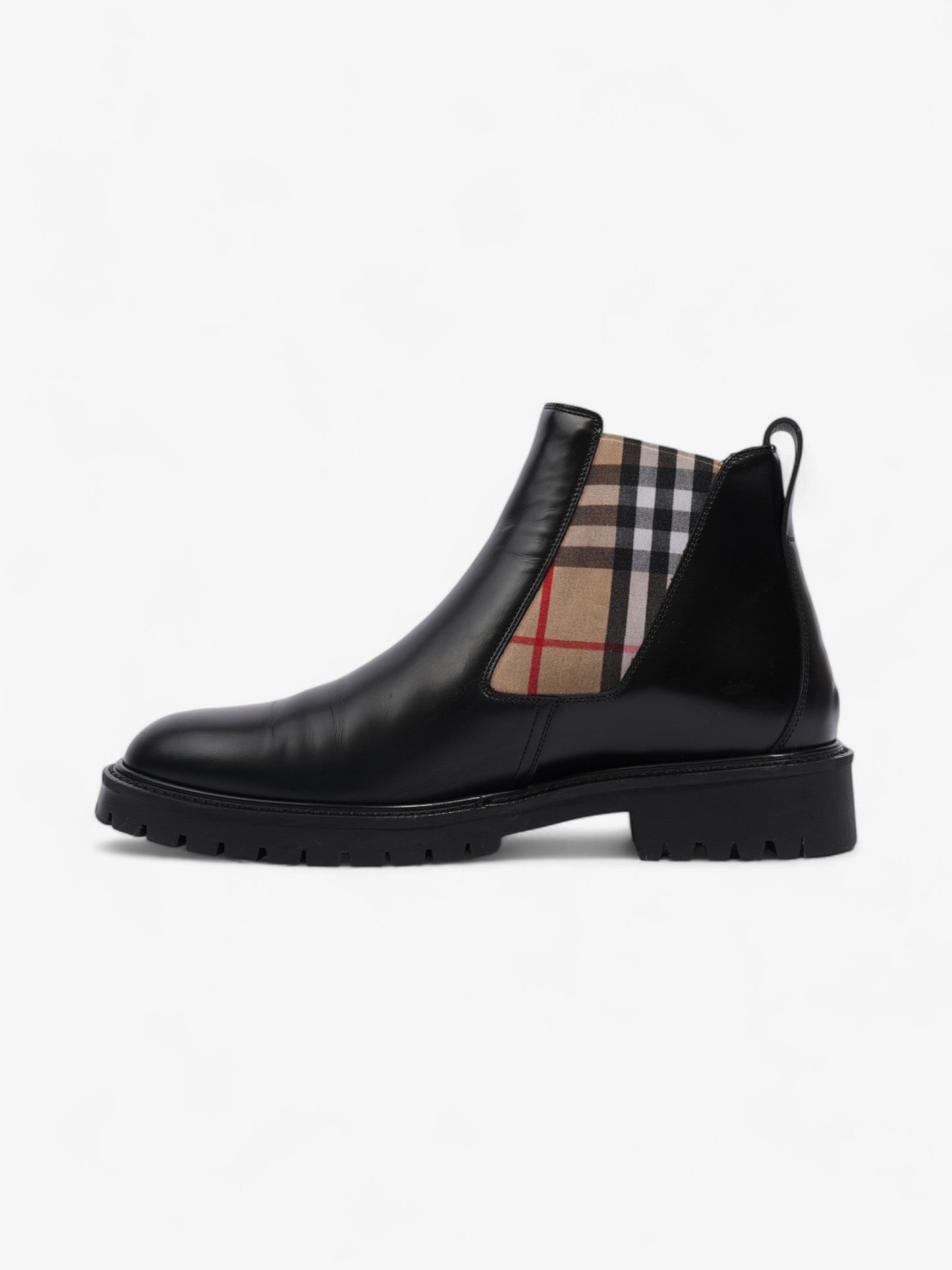 Burberry Allostock Chelsea Boots Black / Beige Checkered Leather EU 41.5 UK 8.5