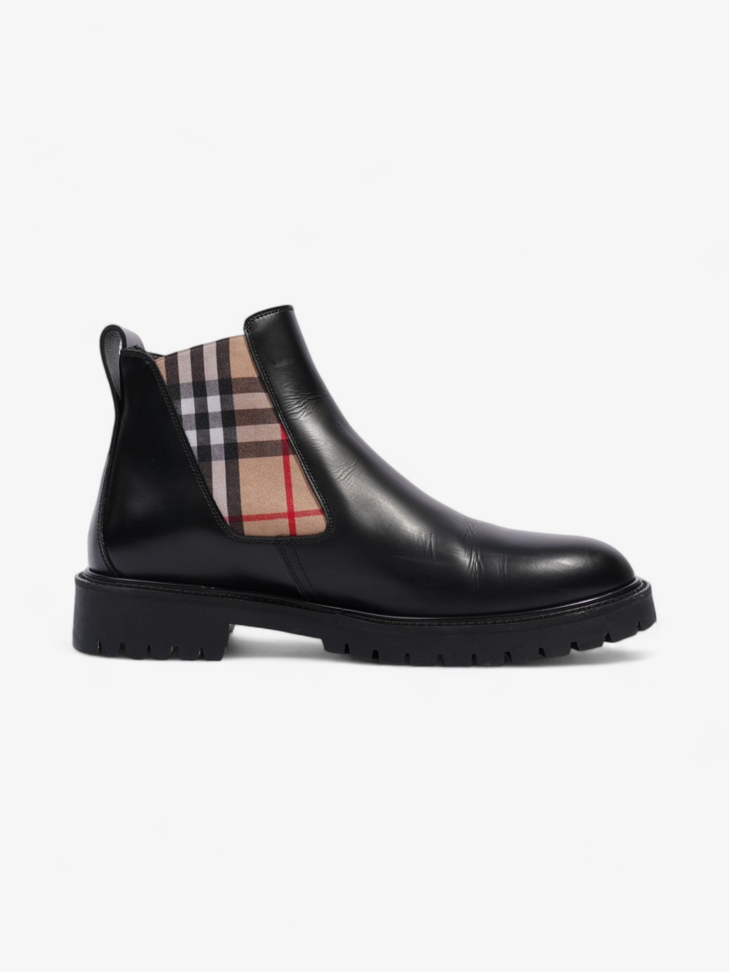 Burberry Allostock Chelsea Boots Black / Beige Checkered Leather EU 41.5 UK 8.5